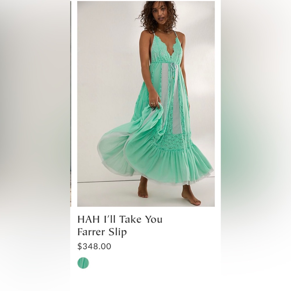 Free People/ We are HAH Mint Lace I’ll Take U You Farrer Dress M/L. - Picture 9 of 9